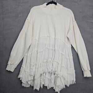 We The Free Pixie Sweatshirt Ruffled Oversized Tiered Boho Cottagecore Sz Small